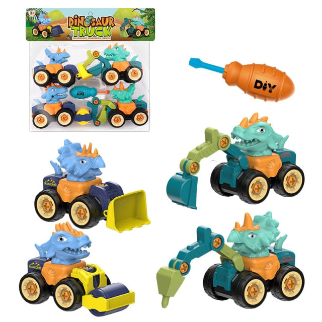 toy car suit boy puzzle Tyrannosaurus excavator car crane drop resistance-3