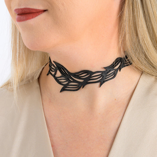 Jasmine Recycled Rubber Choker Necklace Eco-Friendly-0