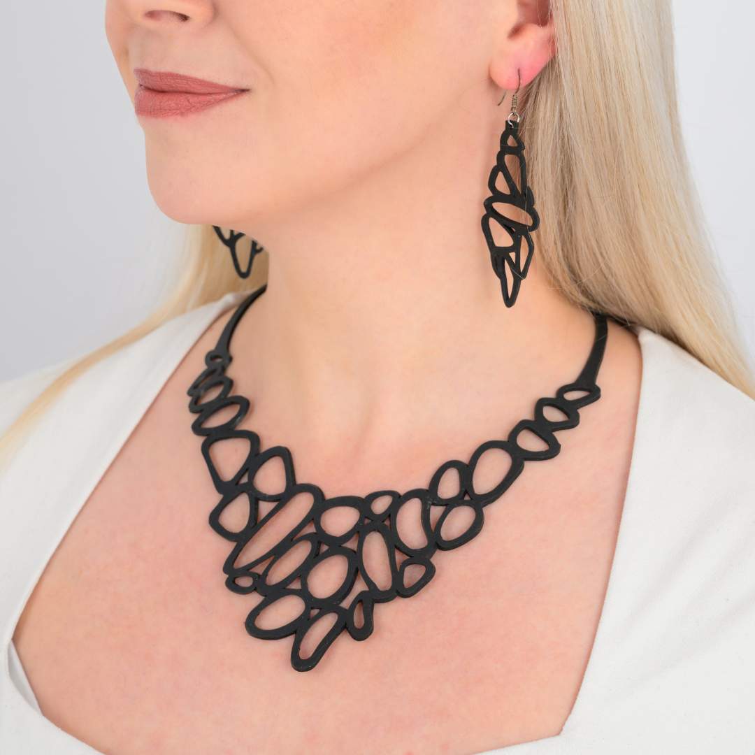 Pebble Recycled Rubber Earrings - Eco-Friendly Jewellery-0