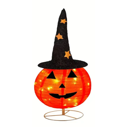 NNETM Halloween Foldable Pumpkin Light with Hat-0