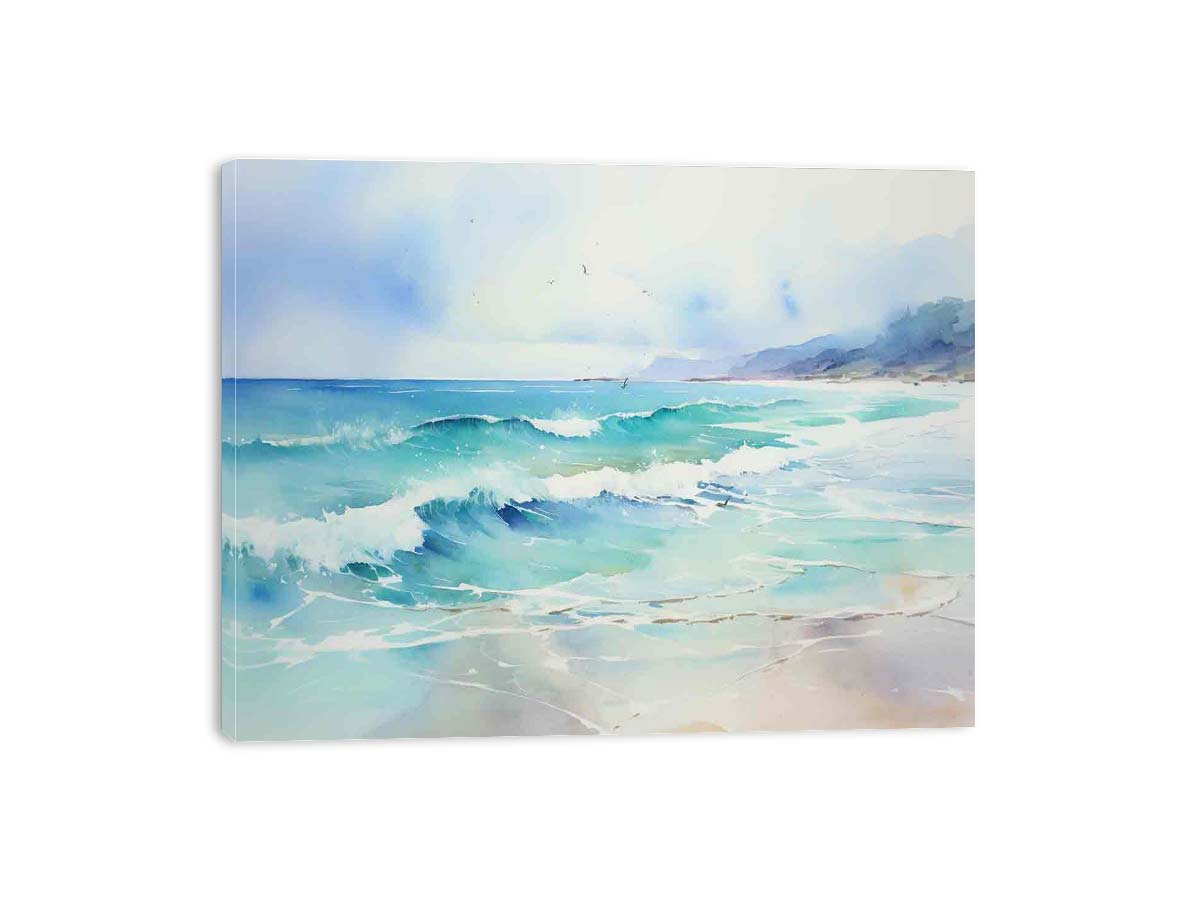 Watercolor Beach Canvas Art Print