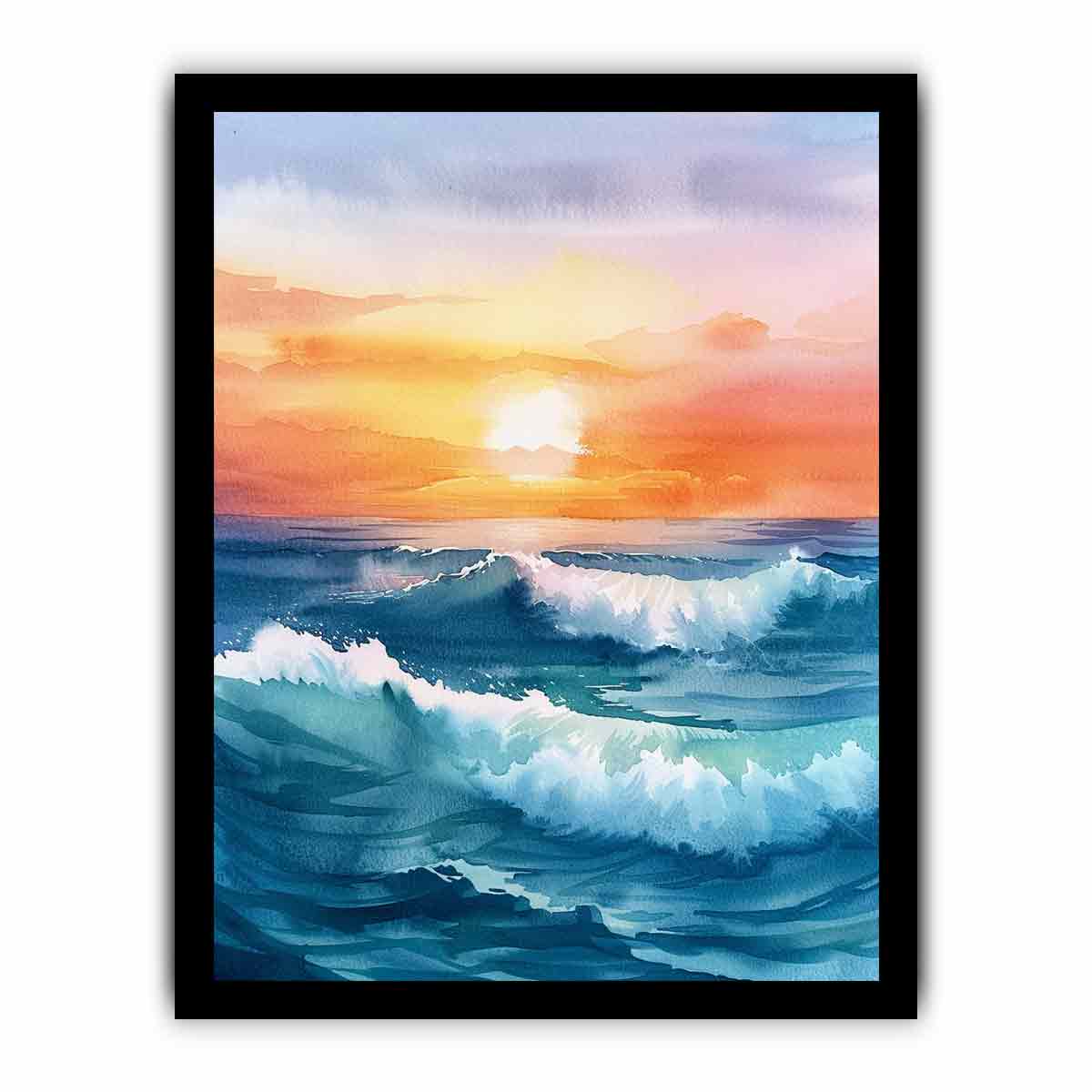 Watercolor Beach  Canvas Painitng Print