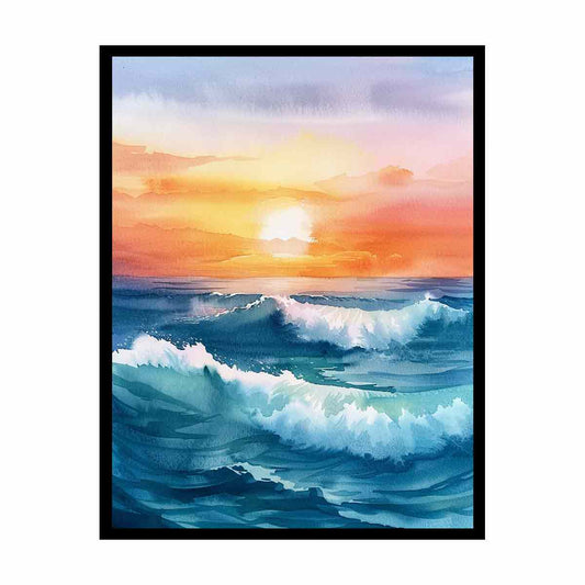 Watercolor Beach  Canvas Painitng Print
