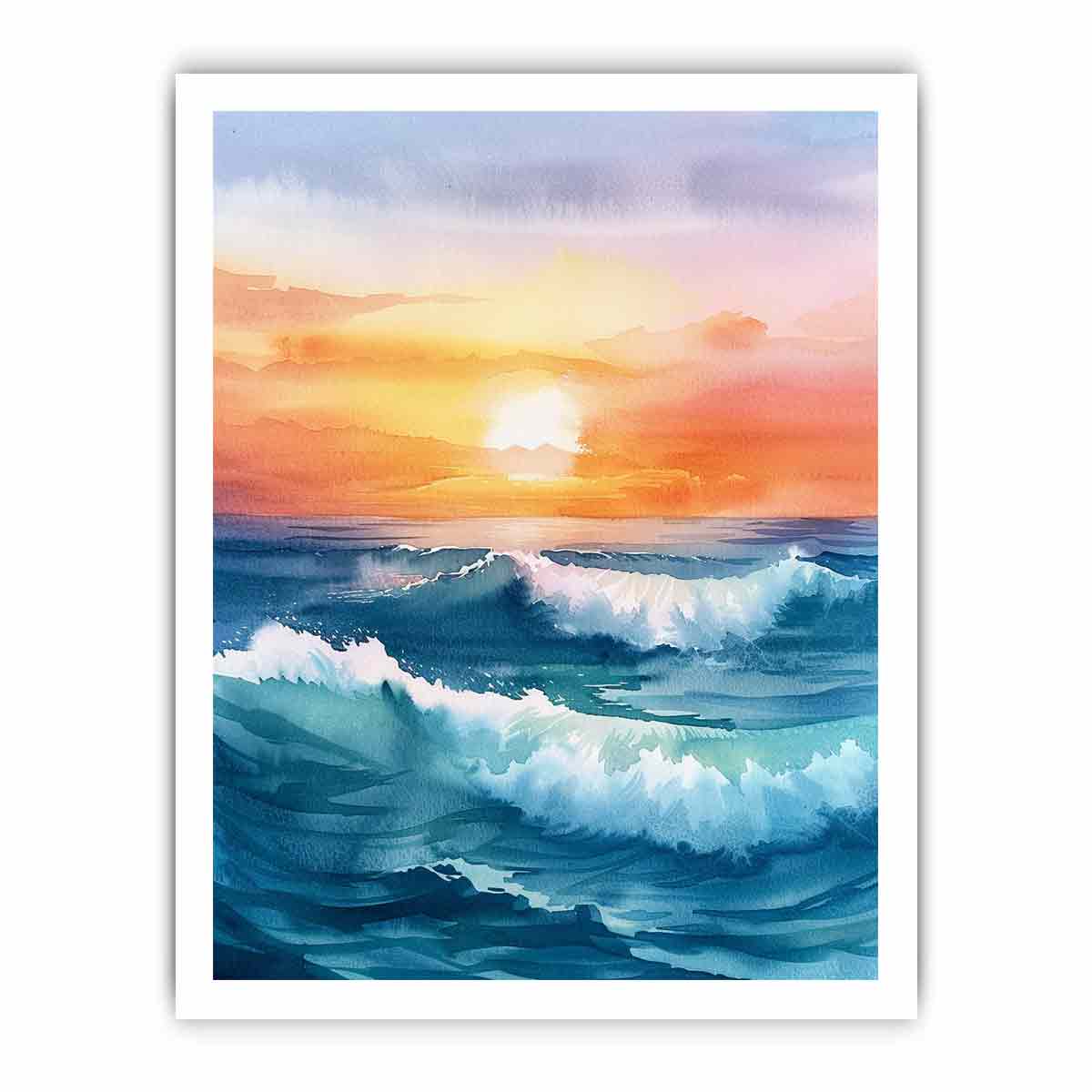 Watercolor Beach  Canvas Painitng Print