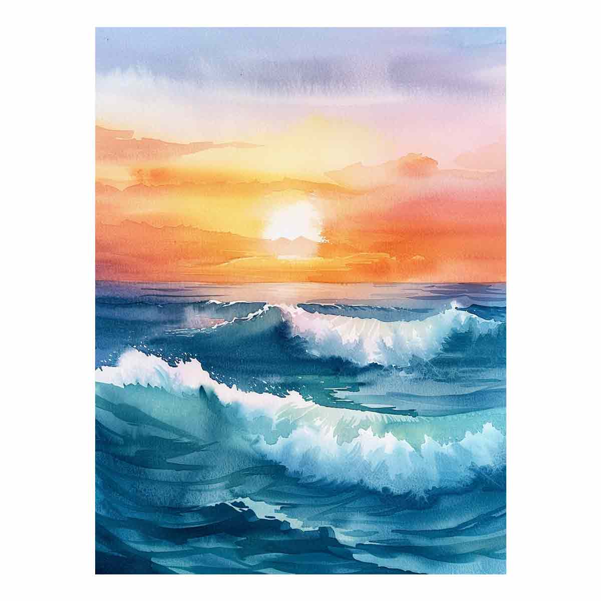 Watercolor Beach  Canvas Painitng Print