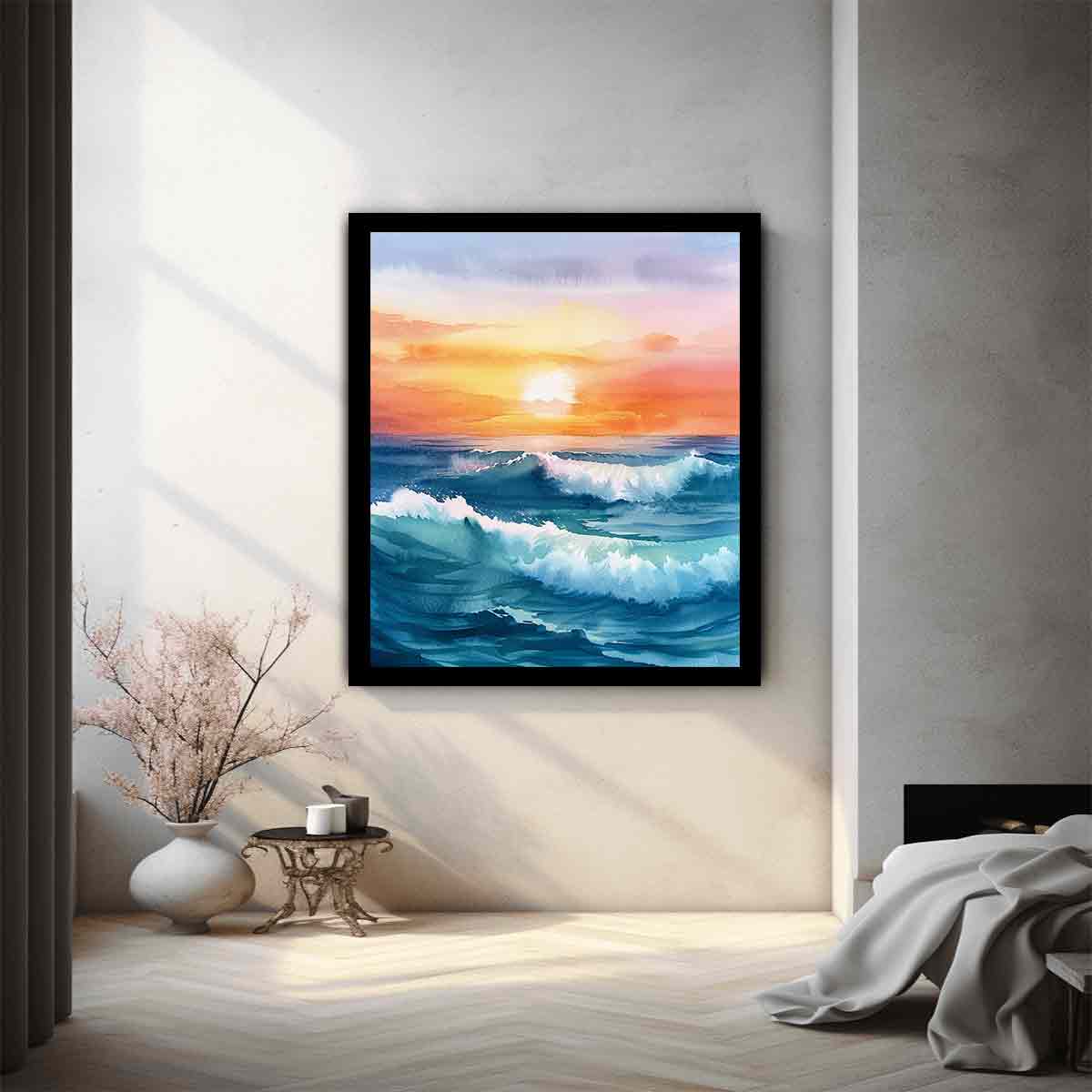 Watercolor Beach  Canvas Painitng Print