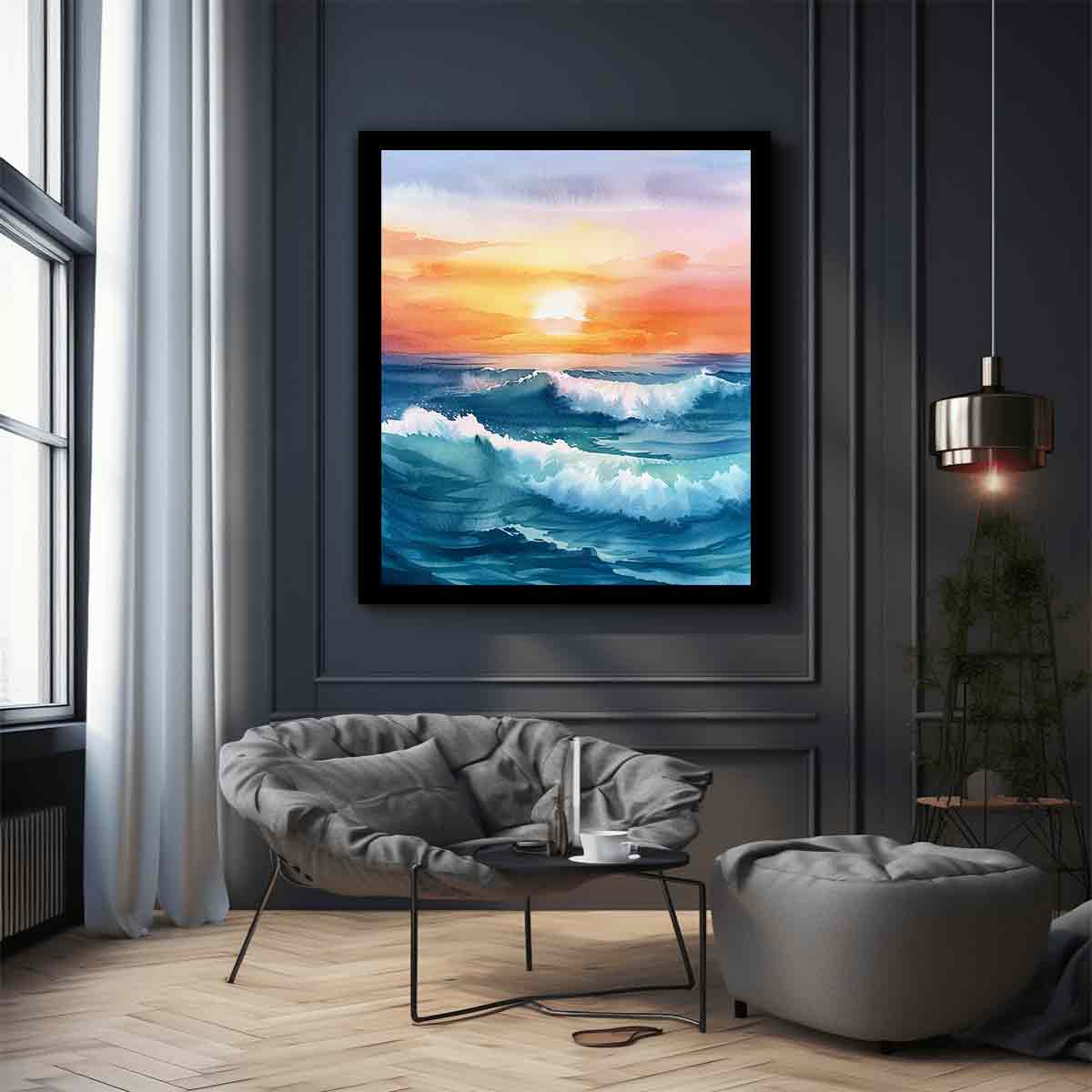 Watercolor Beach  Canvas Painitng Print