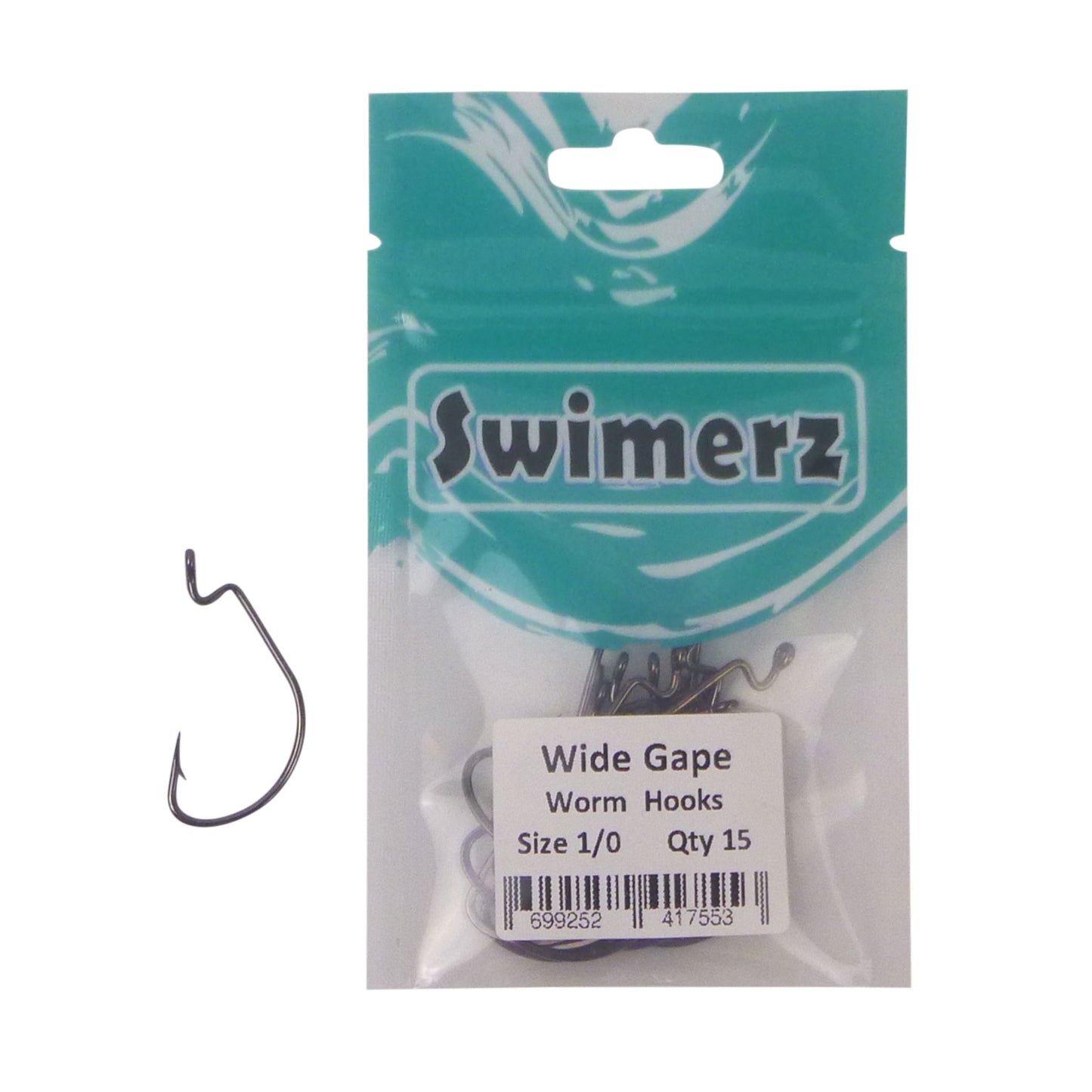 Swimerz 1/0 Wide Gape Worm Hook 15 Pack-1